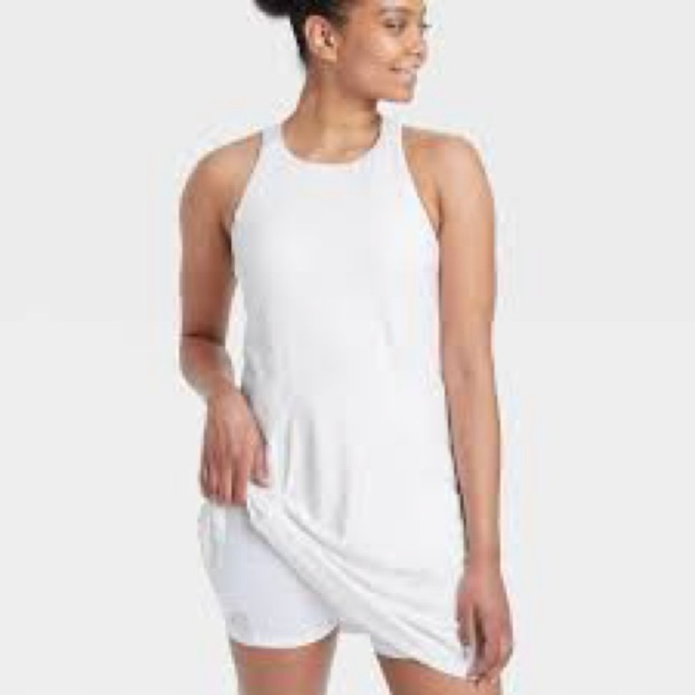 All In Motion Women's Active Dress White M - Wicking, Built-in Shorts, UPF 50+